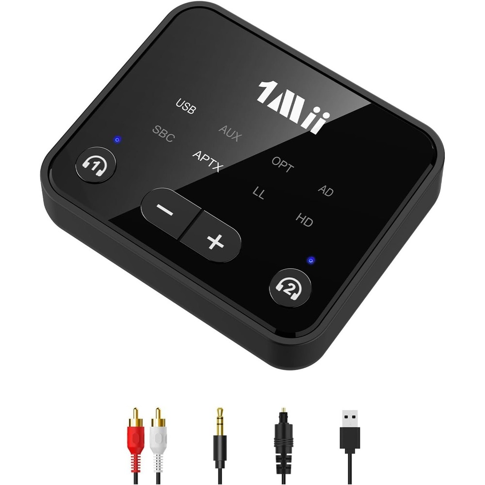 1Mii‎ Bluetooth 5.3 TV Transmitter Dual Headphones aptX Adaptive Long Range